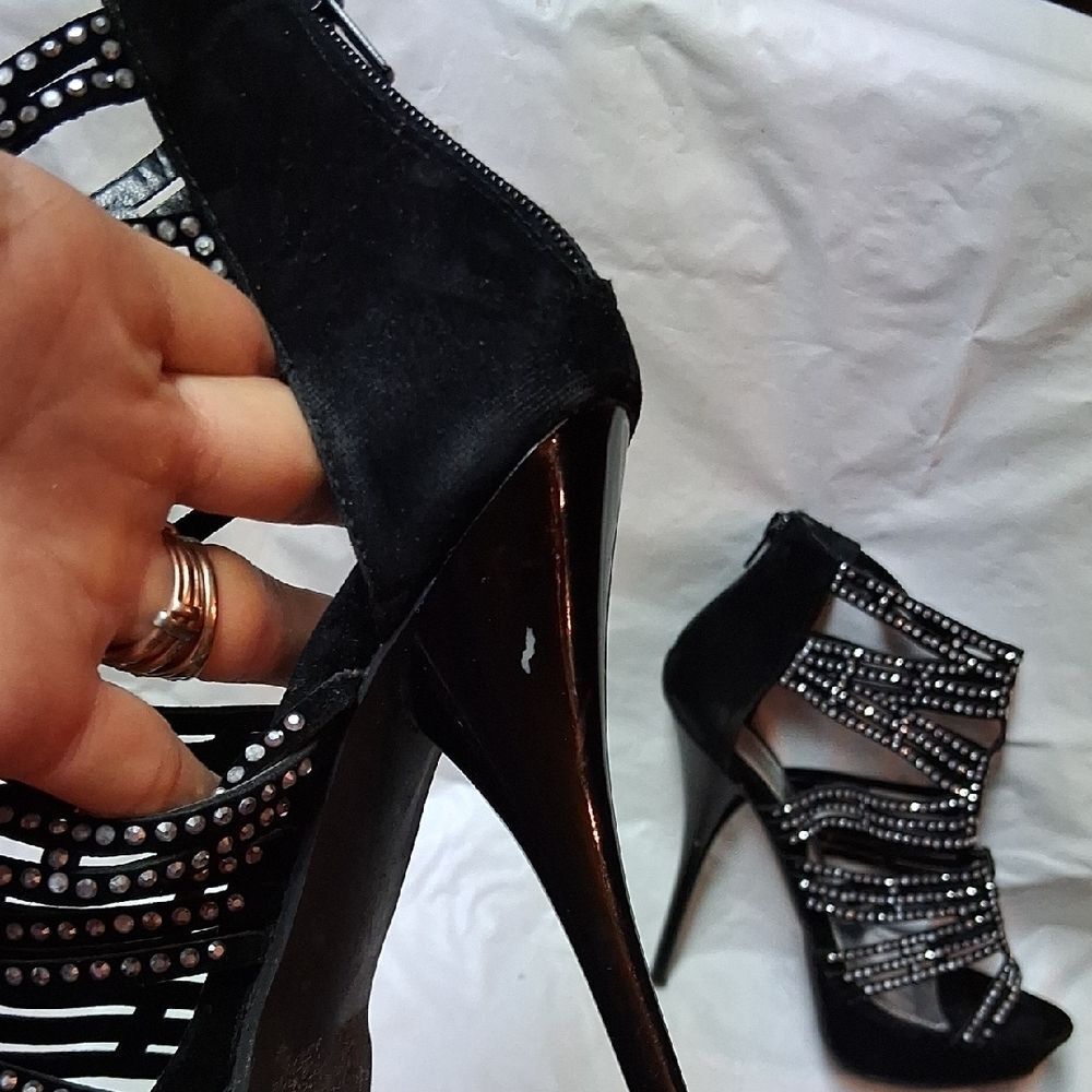 Chic Black Rhinestone Heels - Picture 13 of 14